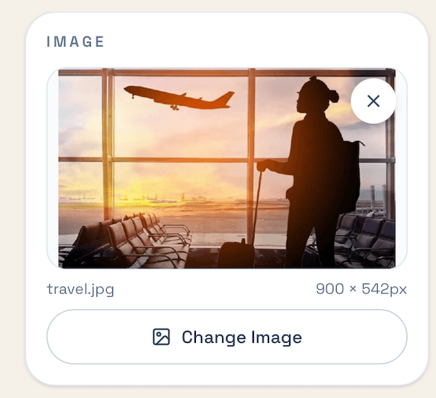 Screenshot of image upload interface showing a photo thumbnail.