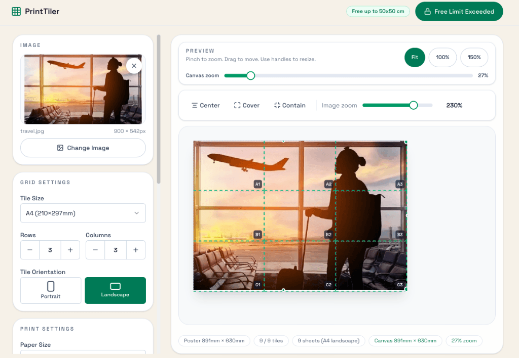 Screenshot of tile and paper settings interface.